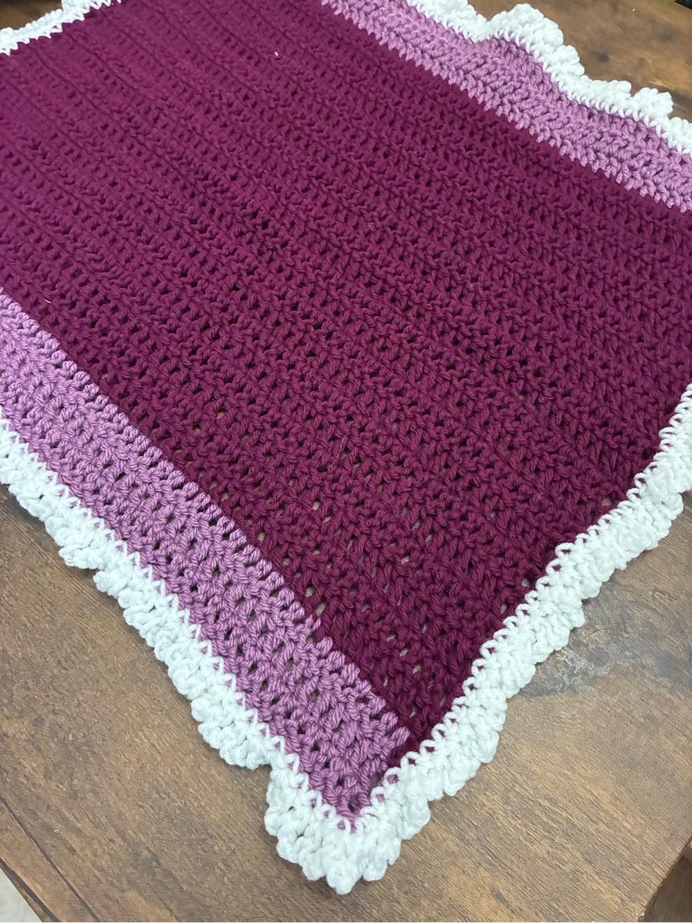 Handmade Crochet Purple Baby/ Doll Blanket - Picture 2 of 6